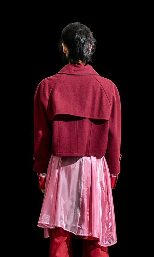 Reglan trench cropped wool coat Burgundy