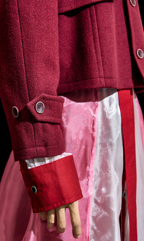 Reglan trench cropped wool coat Burgundy