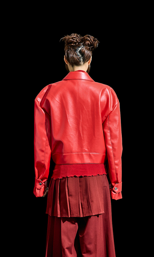Reculer Leather Half Jacket Red custom-made