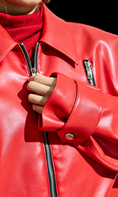 Reculer Leather Half Jacket Red custom-made