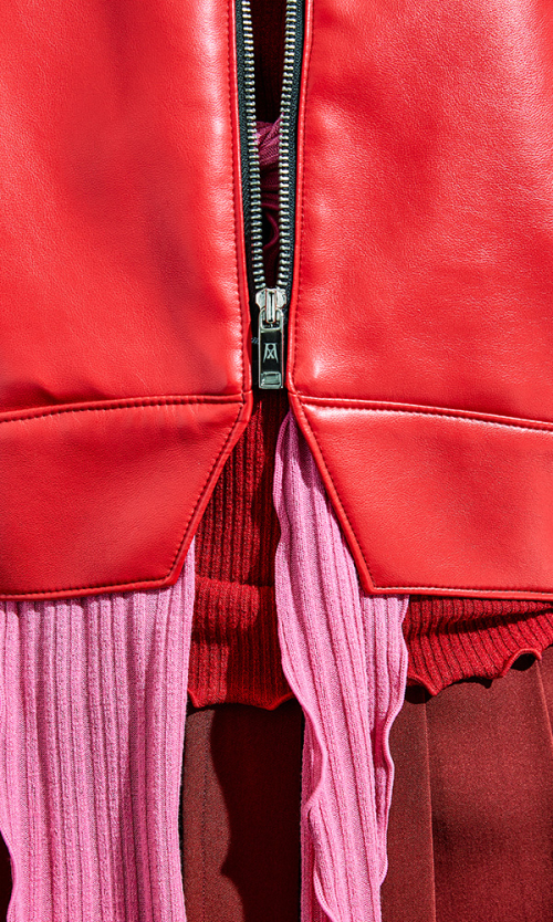 Reculer Leather Half Jacket Red custom-made
