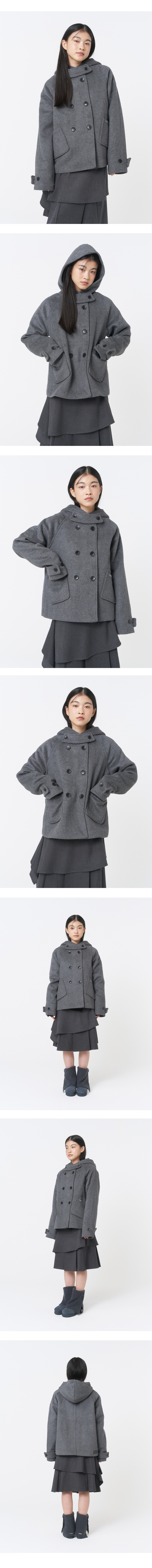 미세키서울(MISEKI SEOUL) Hoodie double button coat CHARCOAL
