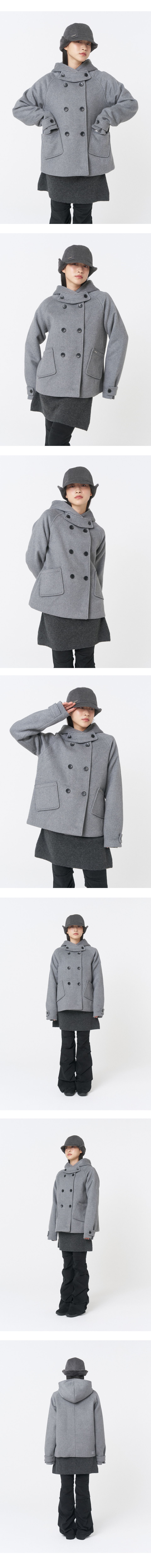 미세키서울(MISEKI SEOUL) Hoodie double button coat GREY - 사이즈