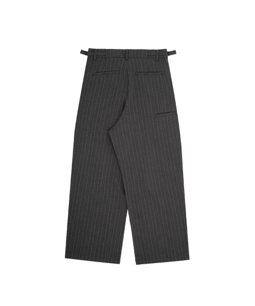 Утилитарные полосатые брюки с двойными складками (Charcoal Grey)