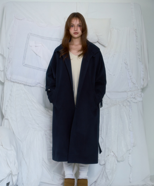 Half-neck Overfit Long Coat [темно-синий]