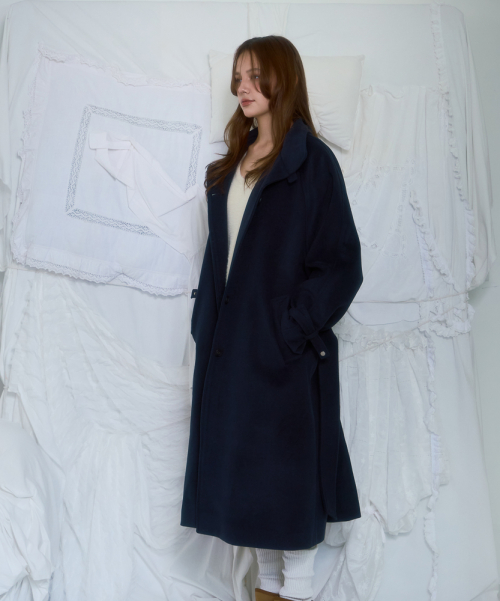 Half-neck Overfit Long Coat [темно-синий]