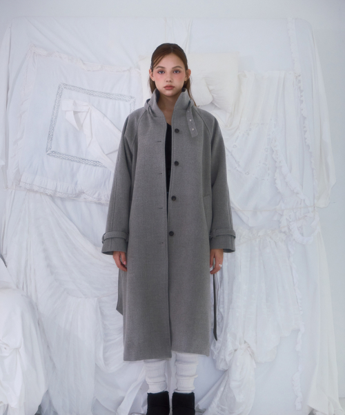 Half-neck Overfit Long Coat [Gray]