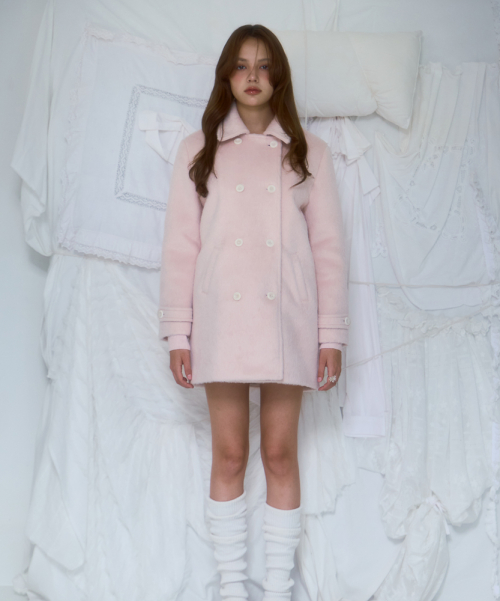 Two-button Wool Half Coat [Pink]