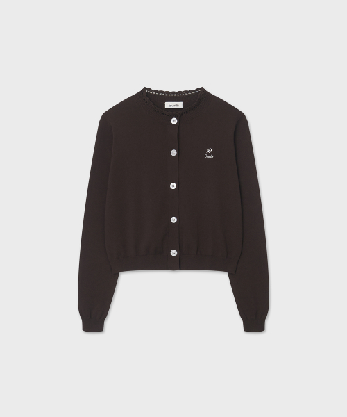 Трикотажный кардиган с оборками (Deep Brown)