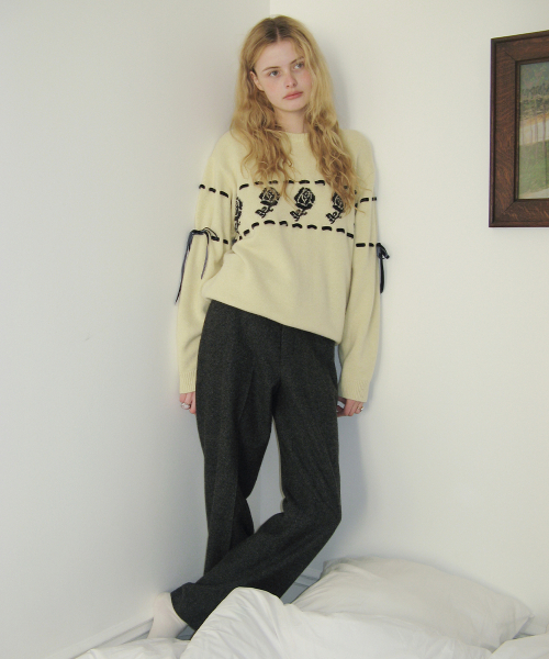 SN Wool Blend Straight Pants (Charcoal)