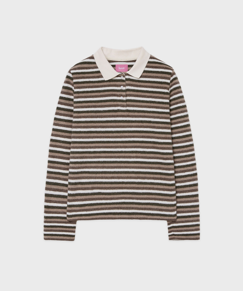 SN Stripe Collar T-shirt (Brown)