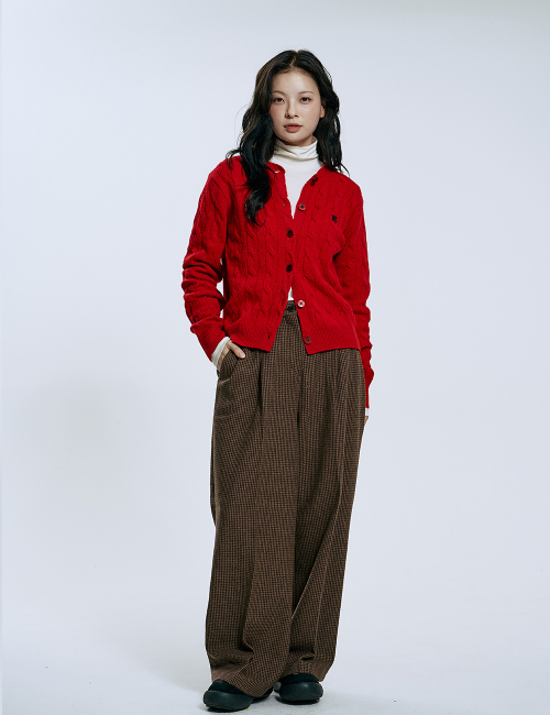 Фирменный кабельный кардиган Heritage_Red