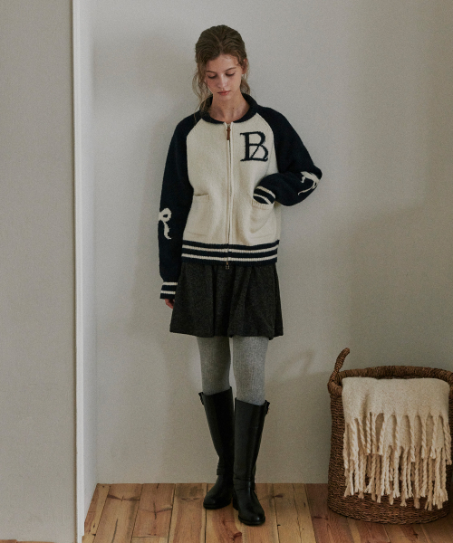 Big logo ribbon трикотаж zip-Up NAVY