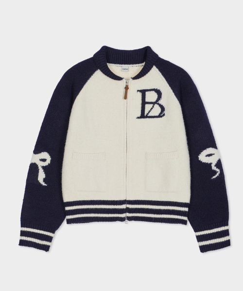 Big logo ribbon трикотаж zip-Up NAVY