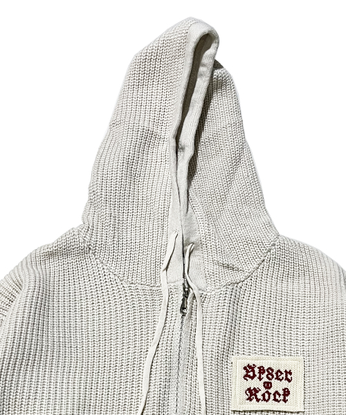 Patchwork Heavy трикотаж капюшон Zip-Up ((cream))