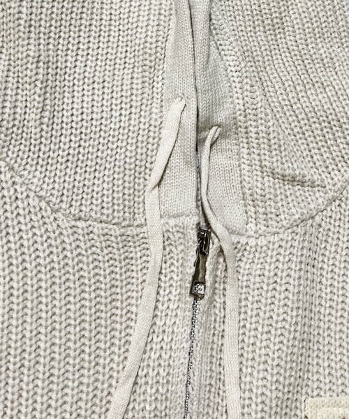 Patchwork Heavy трикотаж капюшон Zip-Up ((cream))