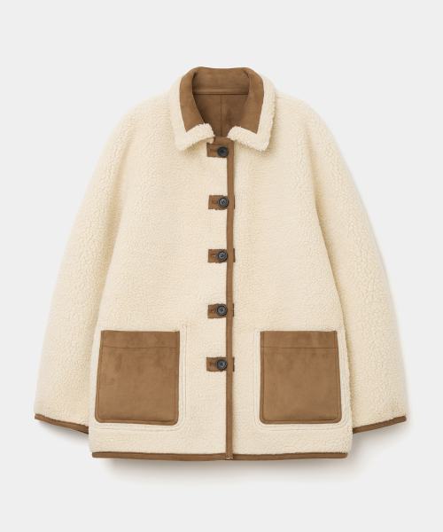 reversible shearling пальто коричневый