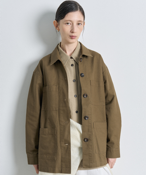 хлопок WORK JACKET_KHAKI коричневый