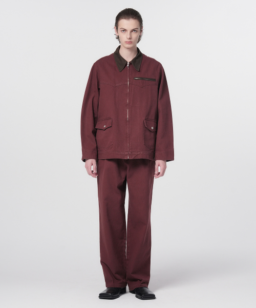 Utility Twill хлопок Zip-Up Jacket_Burgundy