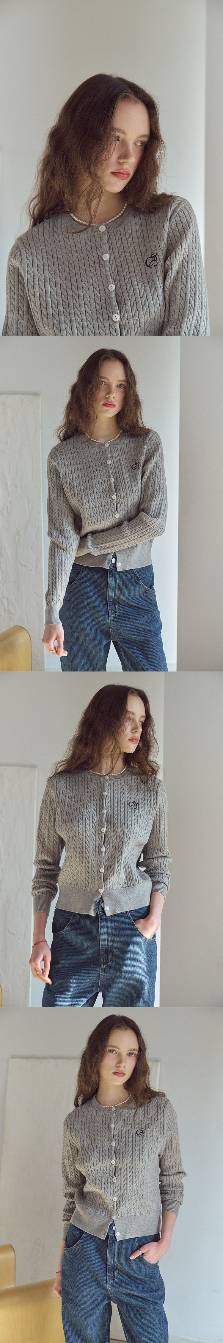CROP KNIT CARDIGAN - 3 COLORS GREY