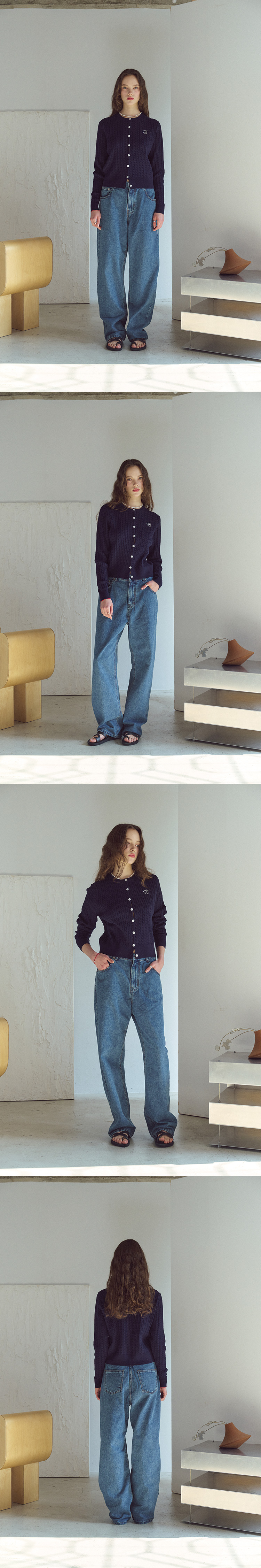 CROP KNIT CARDIGAN - 3 COLORS NAVY