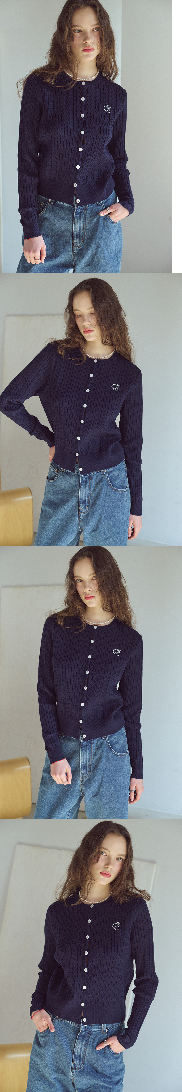 CROP KNIT CARDIGAN - 3 COLORS NAVY
