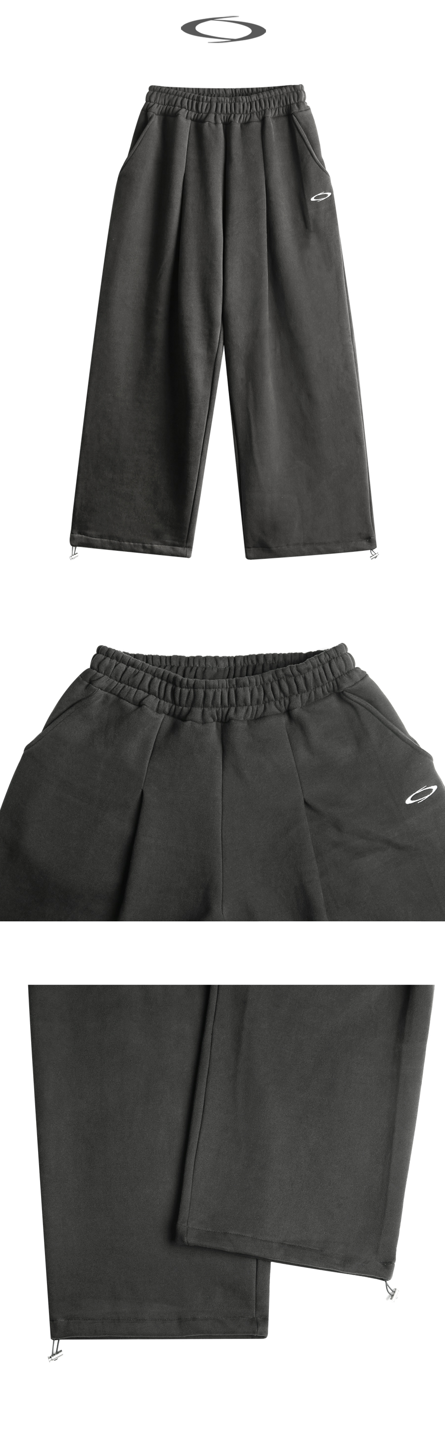 ONE-TUCK WIDE SWEATPANTS - 2 COLORS CHARCOAL