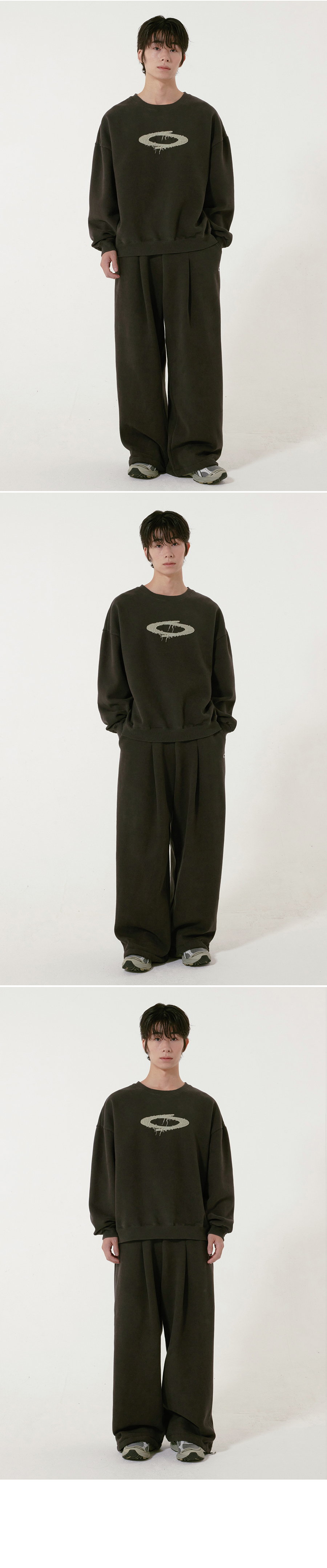 ONE-TUCK WIDE SWEATPANTS - 2 COLORS CHARCOAL