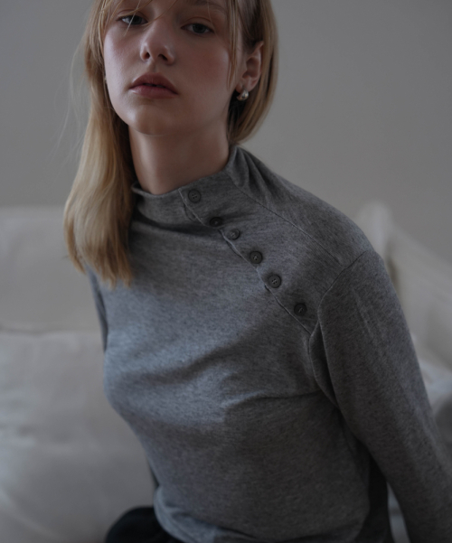 Half-Neck Button Long sleeve [серый]