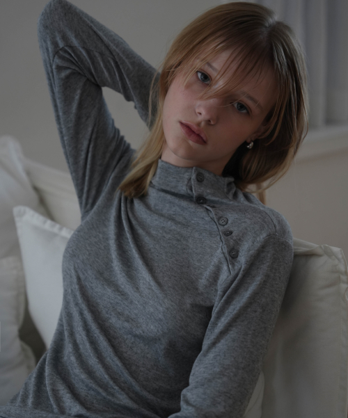 Half-Neck Button Long sleeve [серый]