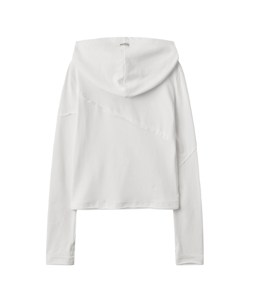 Diagonal Cut Slim Fit Hoodie белый