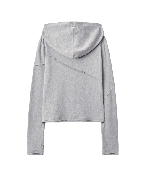 Diagonal Cut Slim Fit Hoodie Melange серый
