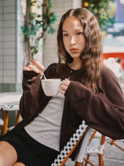 G CLASSIC LOOSE FIT CARDIGAN (DARK коричневый)