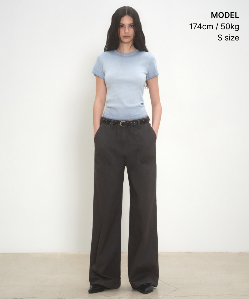 Womens Dirty Dyed Slim Crew Neck T-рубашка [Dusty синий]