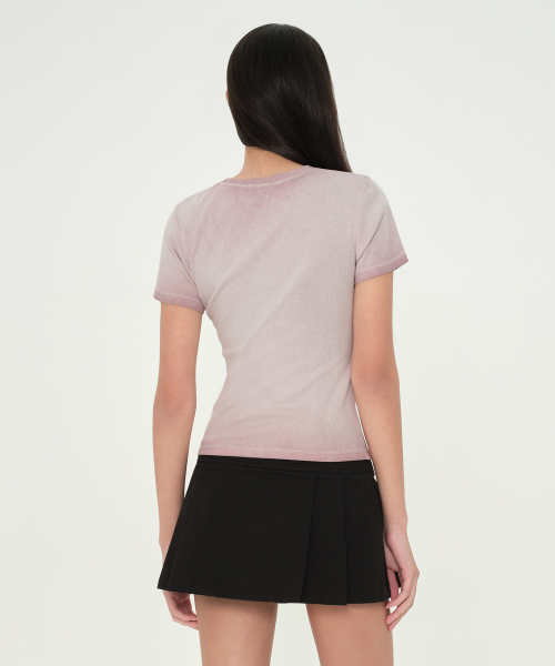 Женская облегающая футболка с круглым вырезом Dirty Dyed (Smoke Pink)