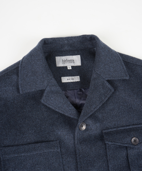 Шерстяная стеганая куртка с карманами - Washed Navy