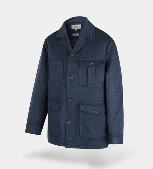 Шерстяная стеганая куртка с карманами - Washed Navy