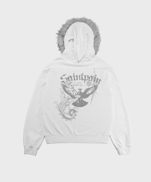 Худи на молнии с искусственным мехом SP Pigeon White