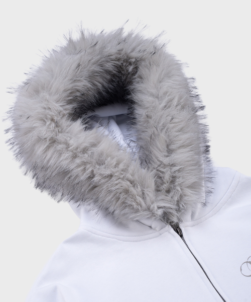 Худи на молнии с искусственным мехом SP Pigeon White