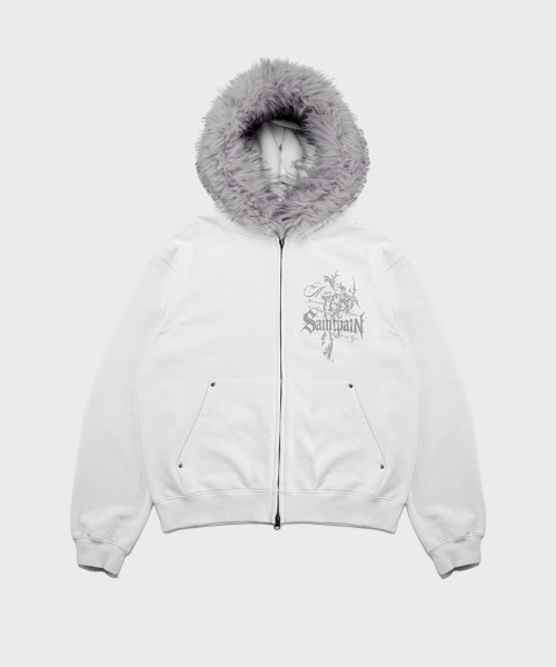 Худи на молнии с искусственным мехом SP Pigeon White