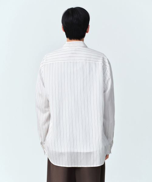 RELAXED CREASE STRIPE рубашка [лёгкий BEIGE/коричневый]