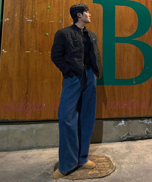 Usual Wide Denim Pants_Deepblue