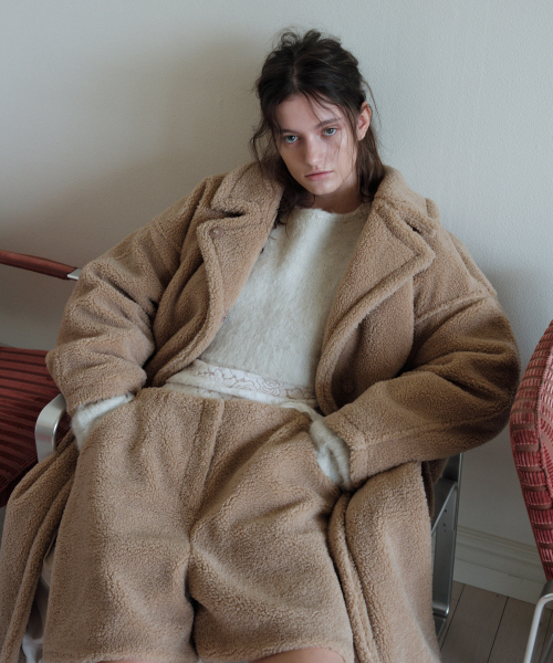 BELTED SHEARLING COAT_CAMEL