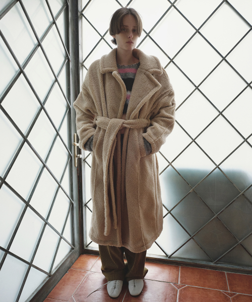 BELTED SHEARLING COAT_CAMEL