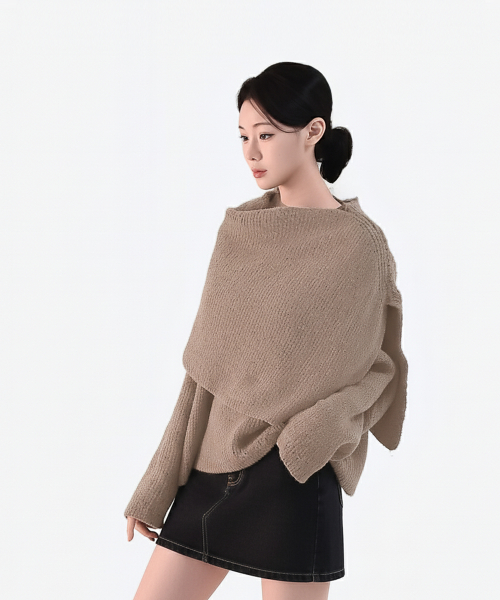 Свободная футболка с кейп-слоем Seri 2pcs комплект, Dark Beige