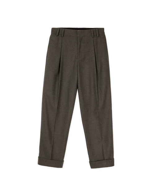 Брюки в елочку с ремнем и отворотами Taupe Grey