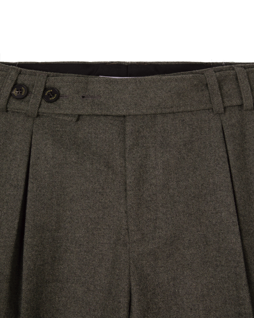 Брюки в елочку с ремнем и отворотами Taupe Grey