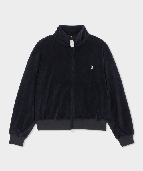 Overfit velvet zip-up чёрный