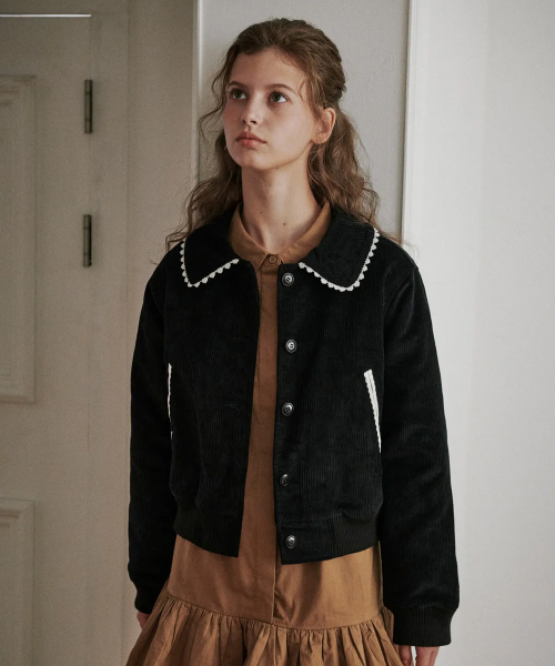 Corduroy cropped куртка чёрный