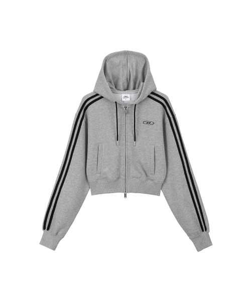 W CHROME B TRACK LINE CROP HOODIE ZIP-UP [MELANGE серый]